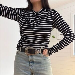 Diesel black gold stripe Henley